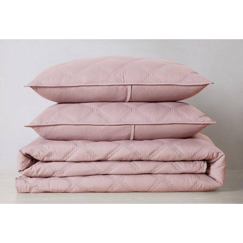 Blush Microfiber King Quilt and Sham Set
