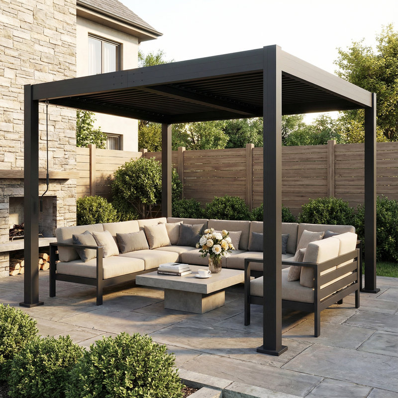Pergola d'extérieur en aluminium avec toit ajustable Bullock