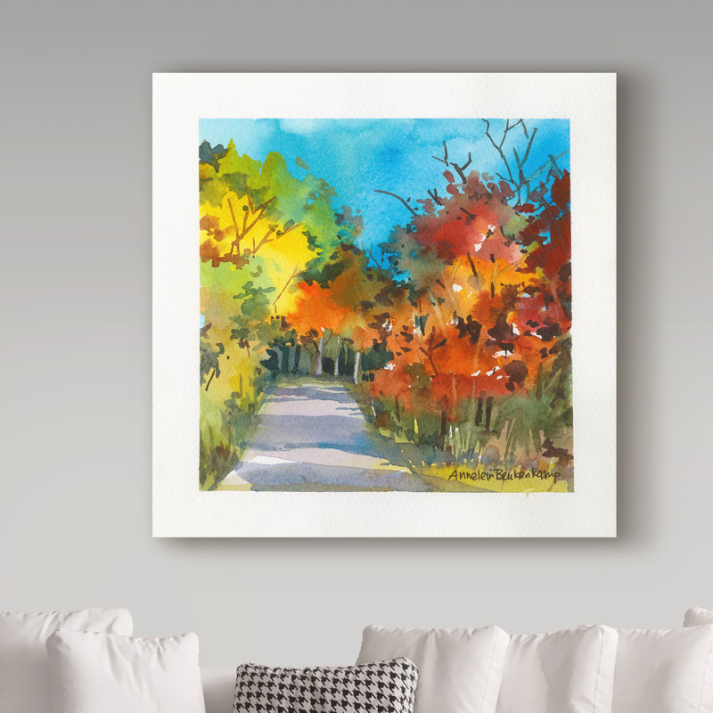 «Foliage Path» par Mattox, reproduction d'aquarelle sur toile tendue, H 14 po x l 14 po x P 2 po