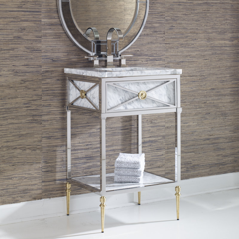 Petite Marble and Stainless Steel Single Bathroom Vanity