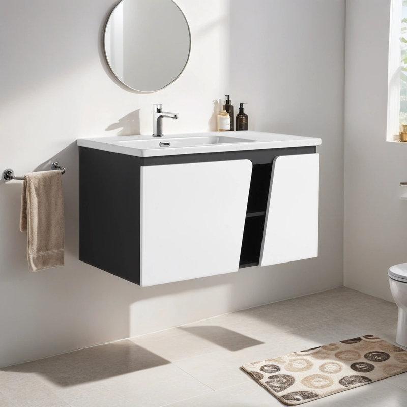 Meuble-lavabo mural 36 po avec lavabo simple et porte d'armoire à fermeture en douceur