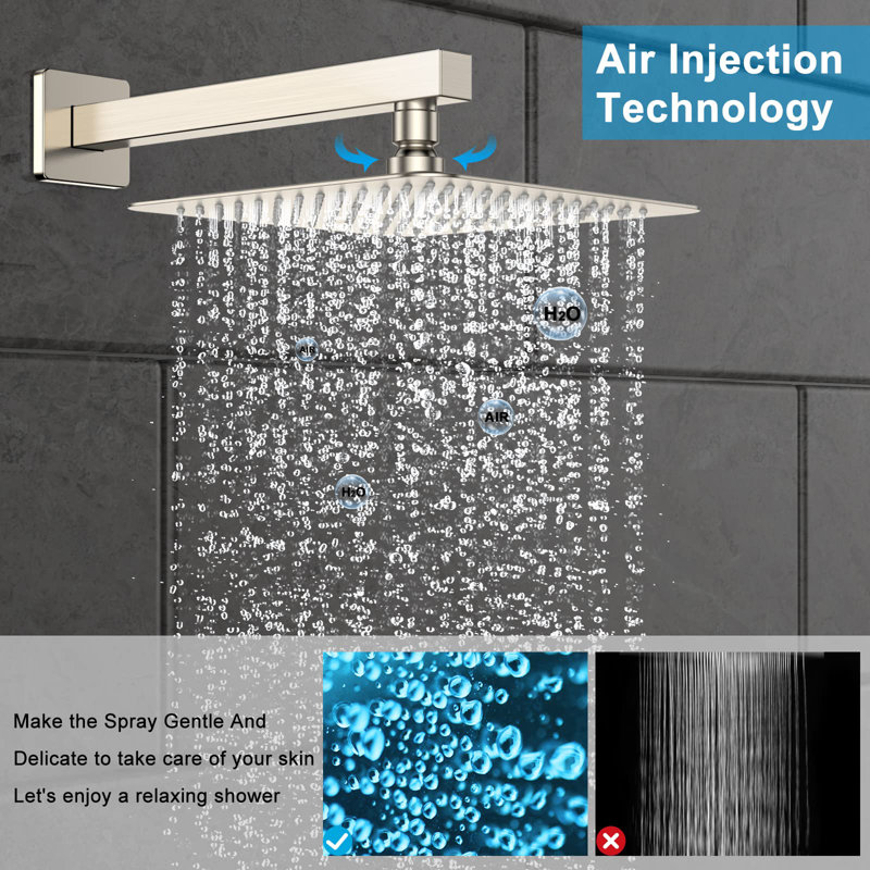 10 Inch Overhead Rainhead Shower Combo Set With Handheld And Valve, Brushed Nickel