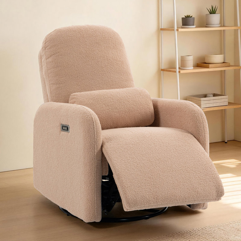  Swivel Rocker Ladies Power Recliner for Small Spaces USB & TYPE-C Port, Brown