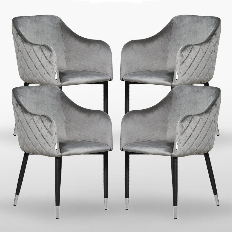 Holdenville Upholstered Dining Chair, Black, Black/Silver, 4