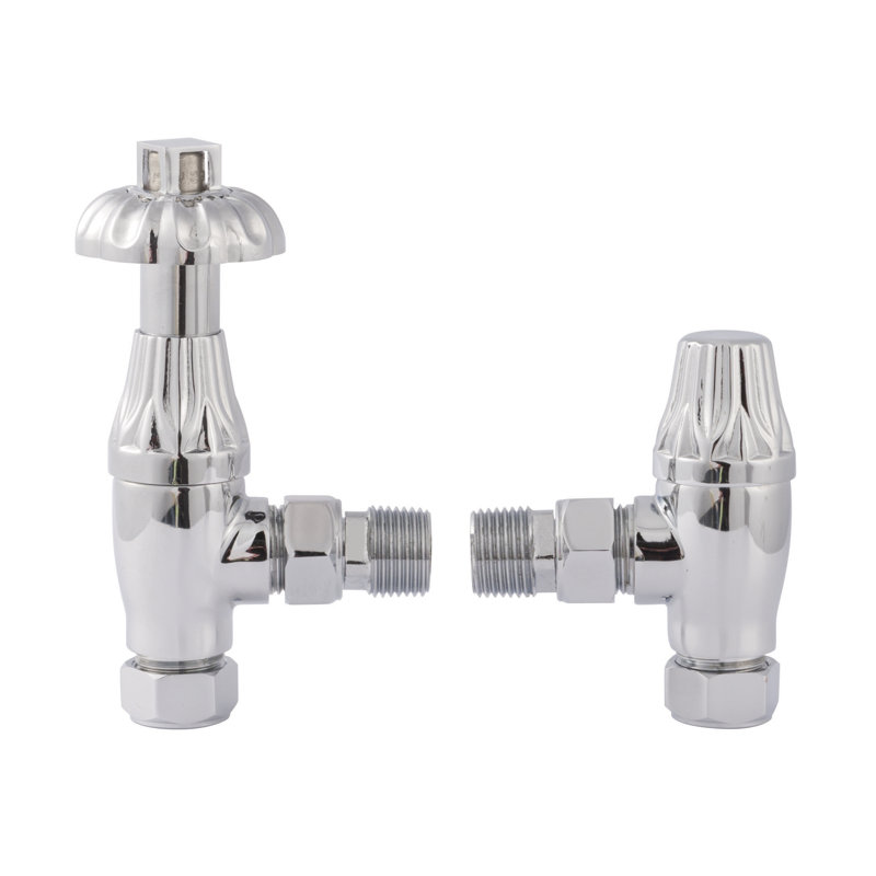Solid Brass Angled Thermostatic Radiator Valve, Chrome