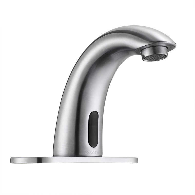 Brushed Nickel Touchless Bathroom Faucet with Drain Assembly