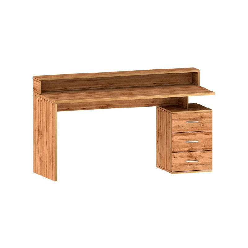 Desk Dcaligar, Desk with top and LED lights, Multi-purpose table, 160x60h90 cm, White and Slate, Oak