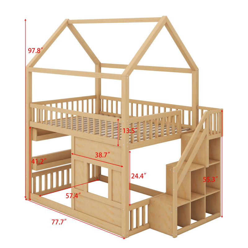 Lit pour enfant avec tablettes à DEL intégrées, Naturel