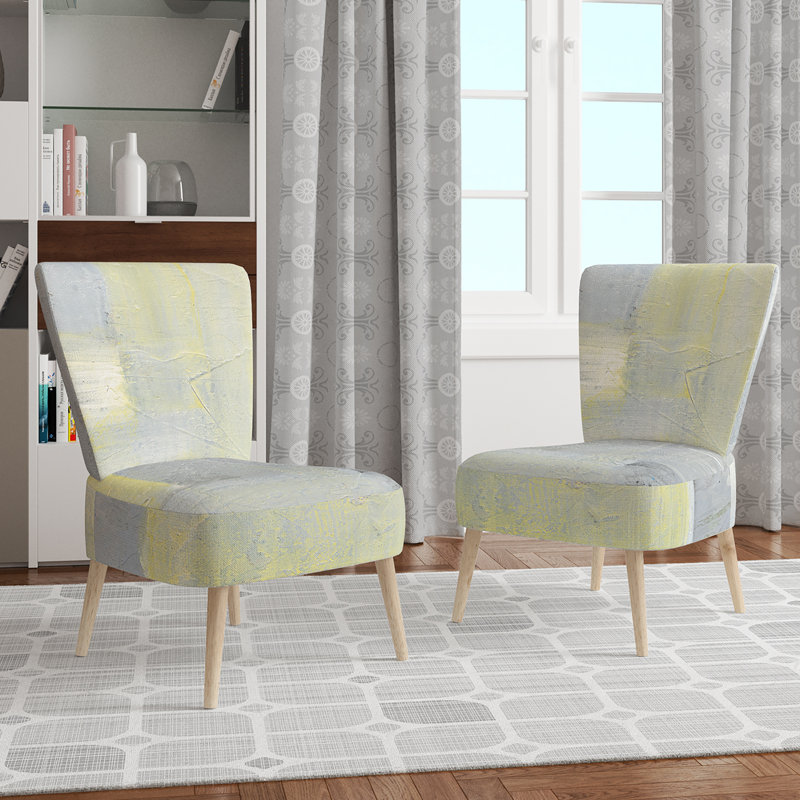 Scallop Shell / Patchwork Abstract - Modern Upholstered Side Chair, Grey