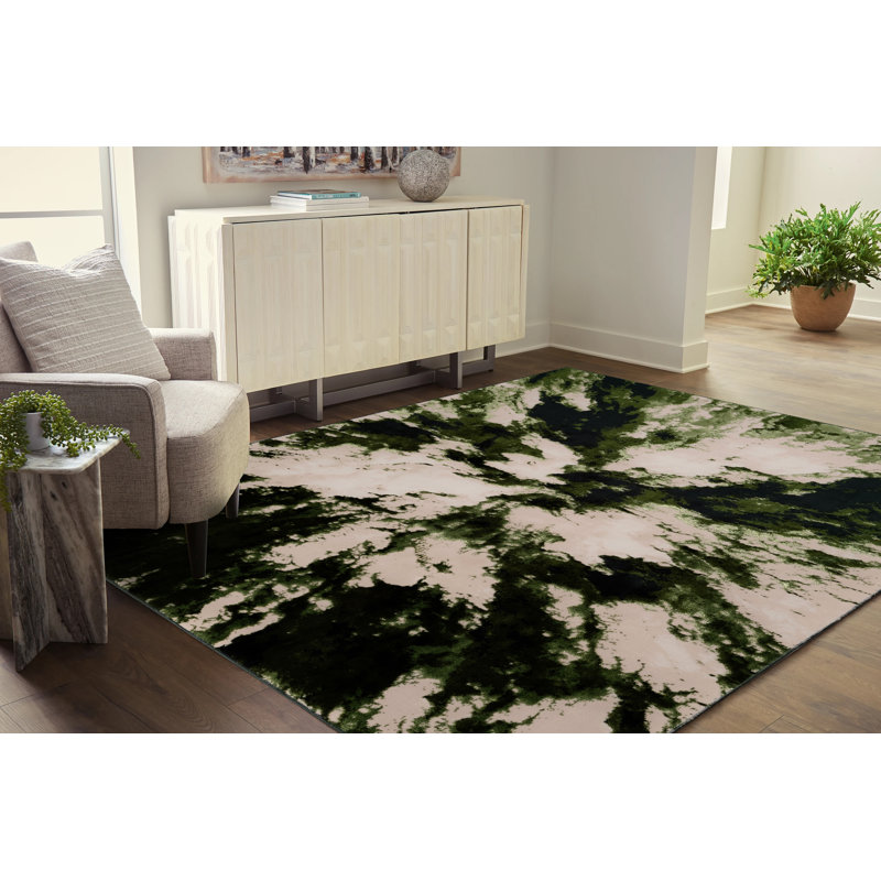 Rectangle Abstract Flatweave Berber Indoor / Outdoor, GREEN, 120 X 170 CM