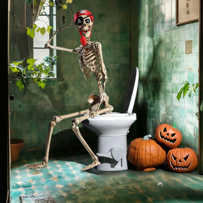 Kaytlynne Yescom Pirate Life Size Skeleton Poseable,Full Size Skeleton Human 5.6 Ft for Halloween Party Decorations Patio