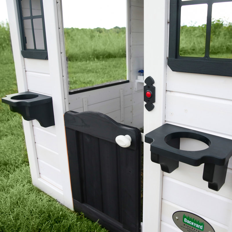 Sweetwater White Cedar Outdoor Playhouse with Black Trim