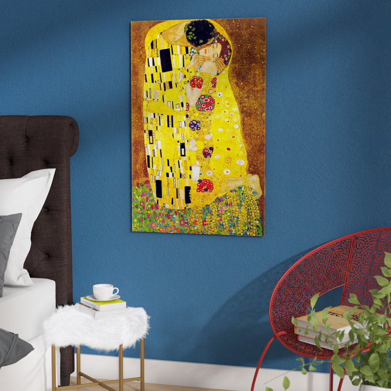 « The Kiss » par Gustav Klimt - impression, Toile tendue, H 60 po x l 40 po, Sans cadre