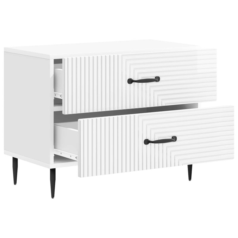 62cm W Manufactured Wood Bedside Table, High Gloss White