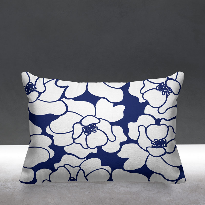 Housse de coussin d'extérieur et insert, Bleu marine, 14 po x 20 po, Rectangle