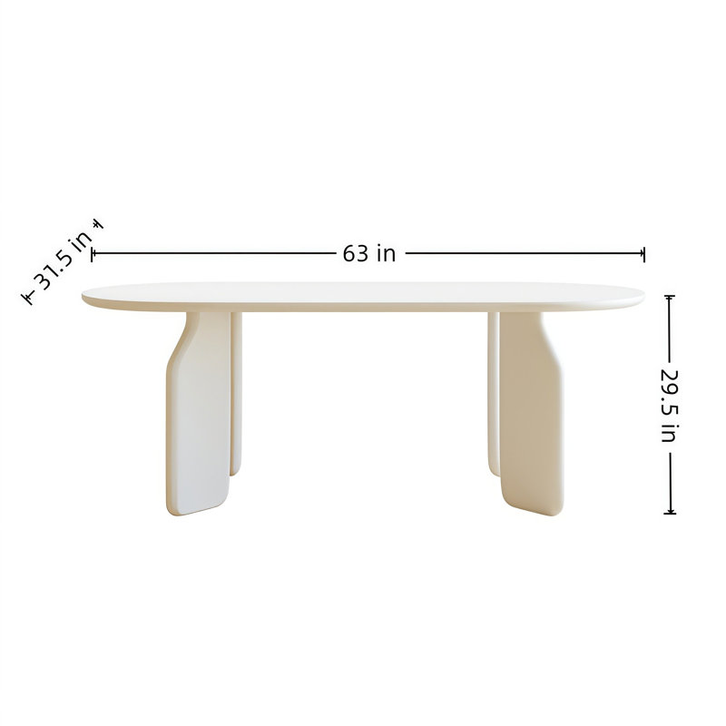 Table de salle à manger ovale en bois massif fritté, H 29,50 po x L 63 po x l 31,50 po