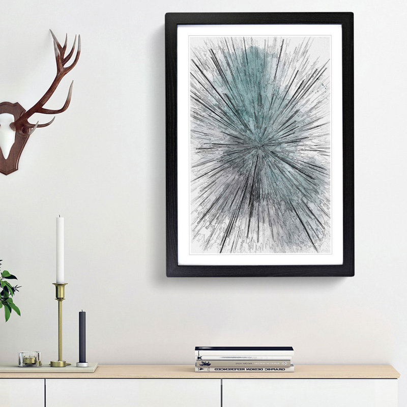 Explosion of Light in Abstract - Picture Frame Graphic Art Print, 87cm H x 62cm W x 2cm D, Black Framed