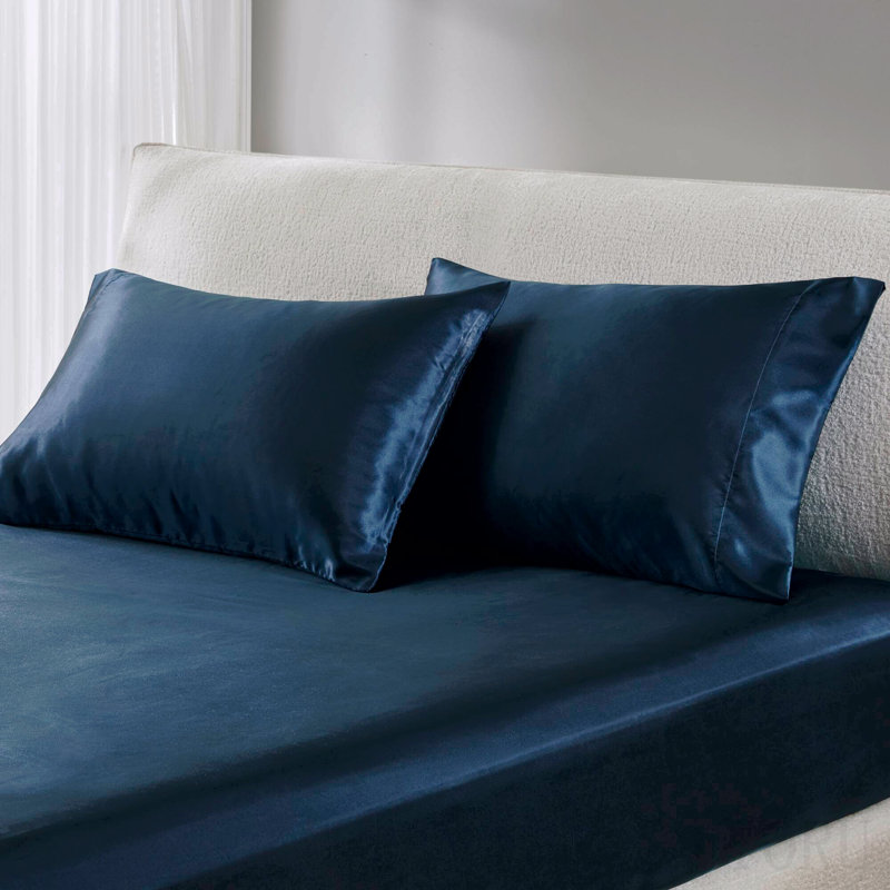 2 Pcs Standard Luxury 2 Pc Pillowcases Midnight Blue