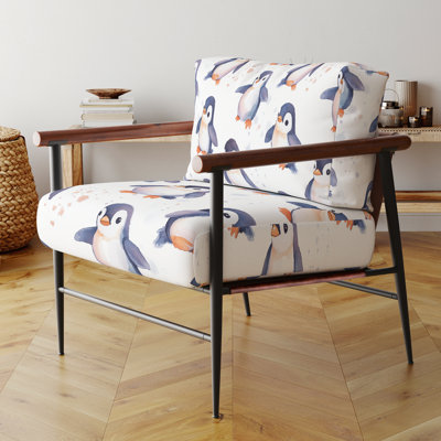 Chaise d'appoint pour enfants avec accoudoirs doux, pingouins noirs