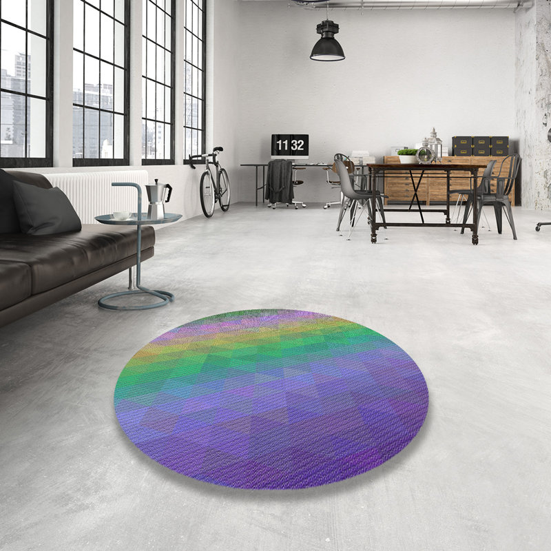 Tapis mauve à motif géométrique Kinyon, Rond 4 pi