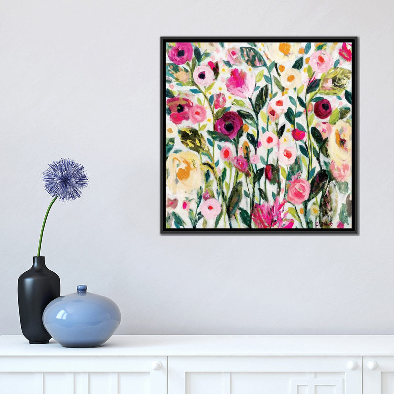 «PDX Rose Garden», impression sur toile, H 18 po x l 18 po x P 1,5 po, Toile avec cadre noir, Pas de tapis