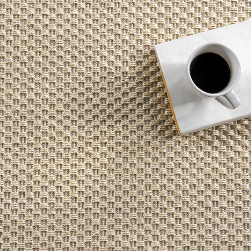 Tapis en sisal et en laine véritables brun clair, Rectangle 3 pi x 5 pi
