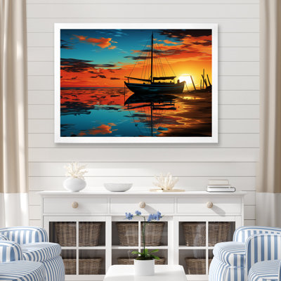Coucher de soleil sur le coucher de soleil, art mural minimaliste côtier