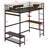 Easy Assembly Loft Bed With Storage And Buckle Fastened Frame Slats