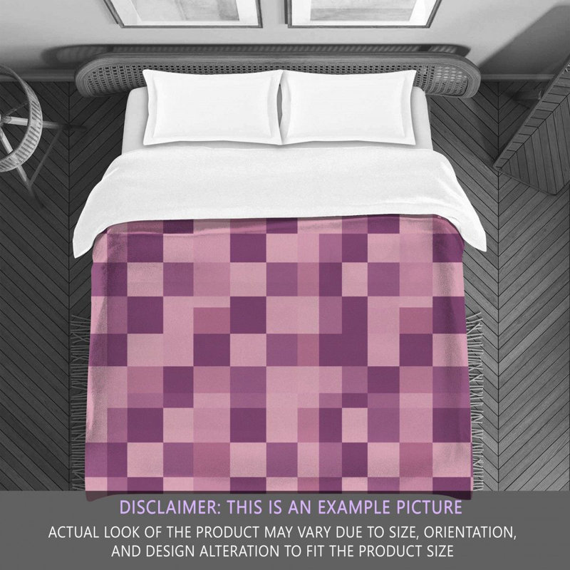 Machine Printed Comforter, Queen Comforter, Pink/Purple Checkered