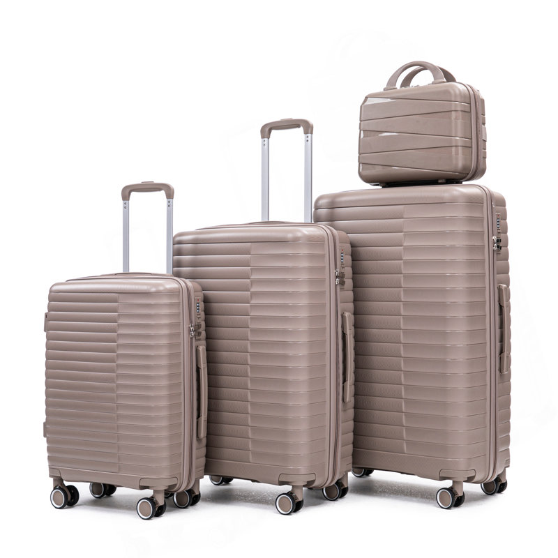 14 "/ 20" / 24 "/ 28" 4 pièces / ensemble dans un bagage à roulettes en PP, une valise de transport, une tringle en fer, une serrure à mot de passe à combinaison, un étui à cosmétiques de 14 po