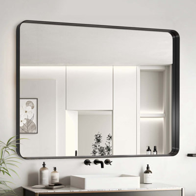 Miroir de salle de bain HD en verre flotté avec cadre en aluminium et installation facile
