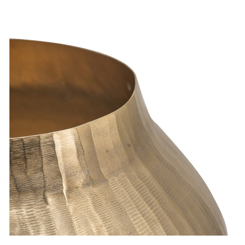 Grand vase à ciseaux en aluminium doré - centre de table décoratif rond de 13,5 po