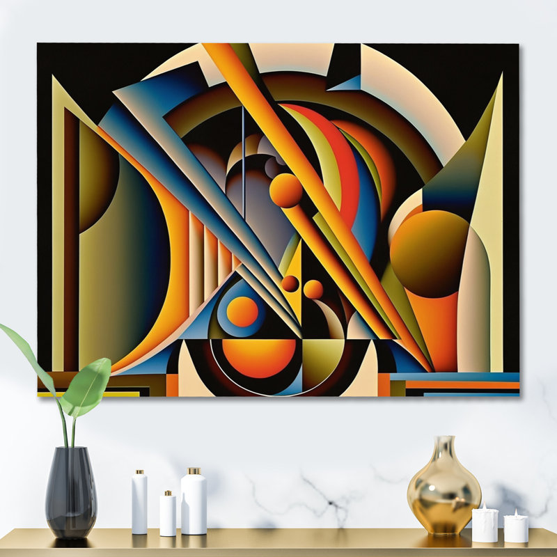 Circular Retro Dynamics I - Décoration murale géométrique moderne en métal, H 30 po x l 40 po