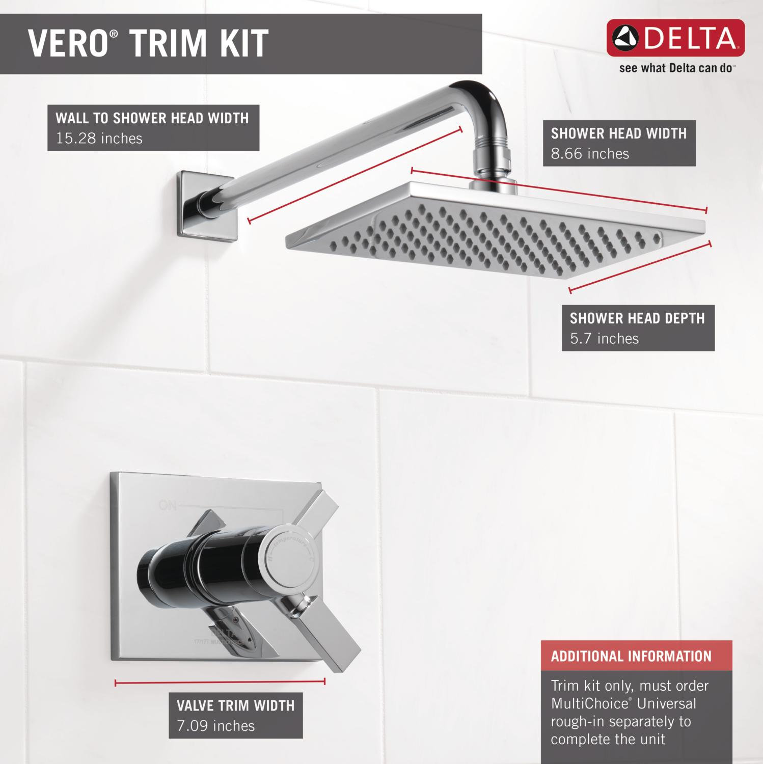 Vero Volume Control Shower Faucet Trim, Chrome