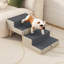 Escalier robuste pour chien avec repose-pieds 4 marches, rampe pliable 2 en 1 pour petits chiots et chats