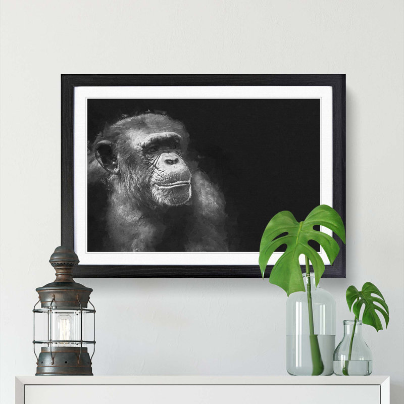 Ape in Abstract - Picture Frame Graphic Art Print, Black Framed, 36cm H x 48cm W x 2cm D