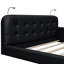 Grand lit tapissier avec 2 lampes de lecture, noir. Cuir haute densité. Vaste espace pour un sommeil confortable. Tête de lit réglable avec lumières noires. Revêtement en cuir. Spacieux et serein