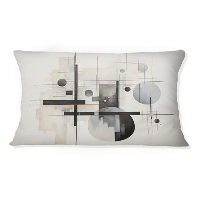 Beige Grey Suprematism Silent Symmetry I - Abstract Suprematism Printed Throw Pillow