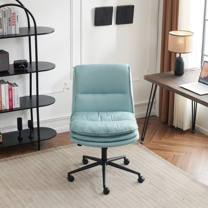 Chaise de bureau rembourrée sans accoudoirs, Cyan