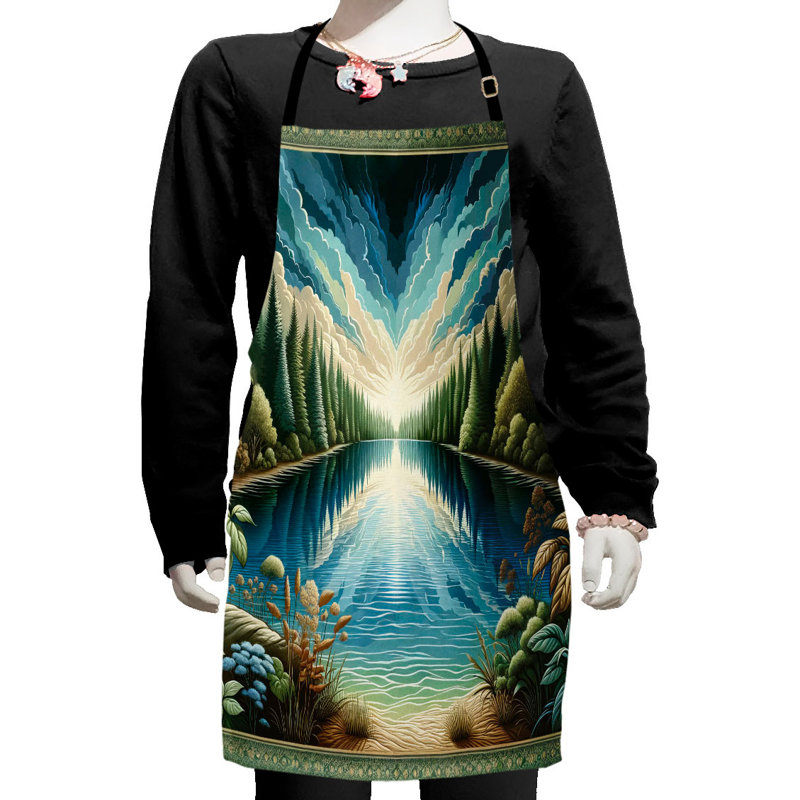 East Urban Home Landscape Apron with Adjustable Ties and Hook & Loop Straps Small Green Blue