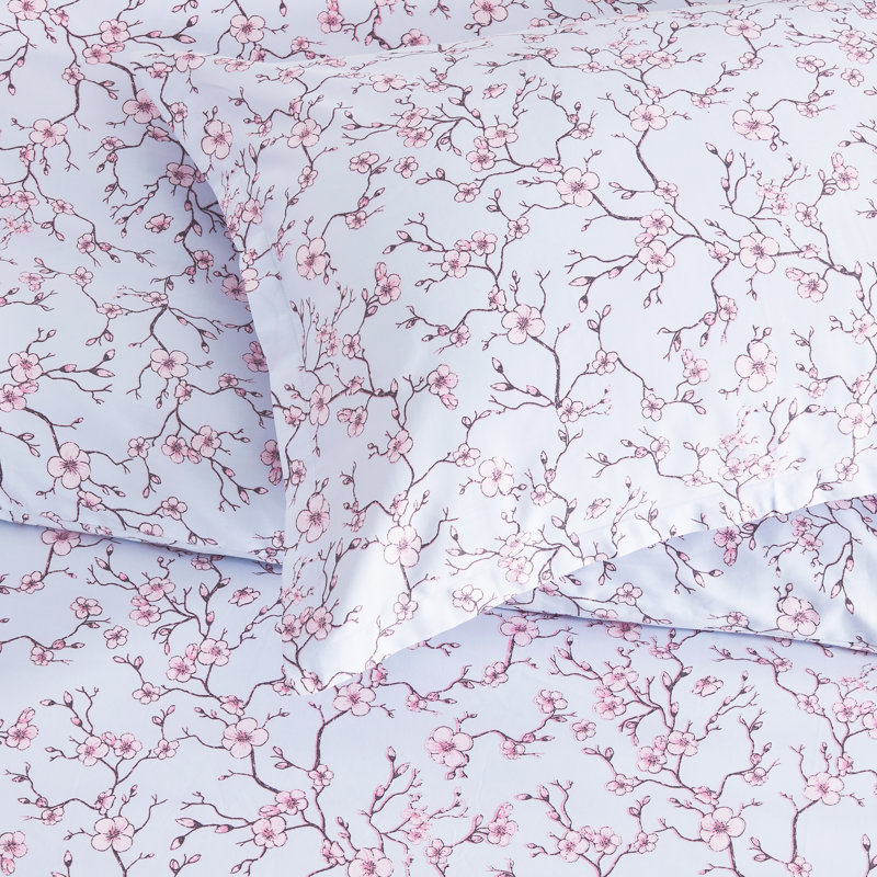Ensemble de housse de couette 100% satin de coton Aura, Housse de couette pour grand lit + 2 taies décora