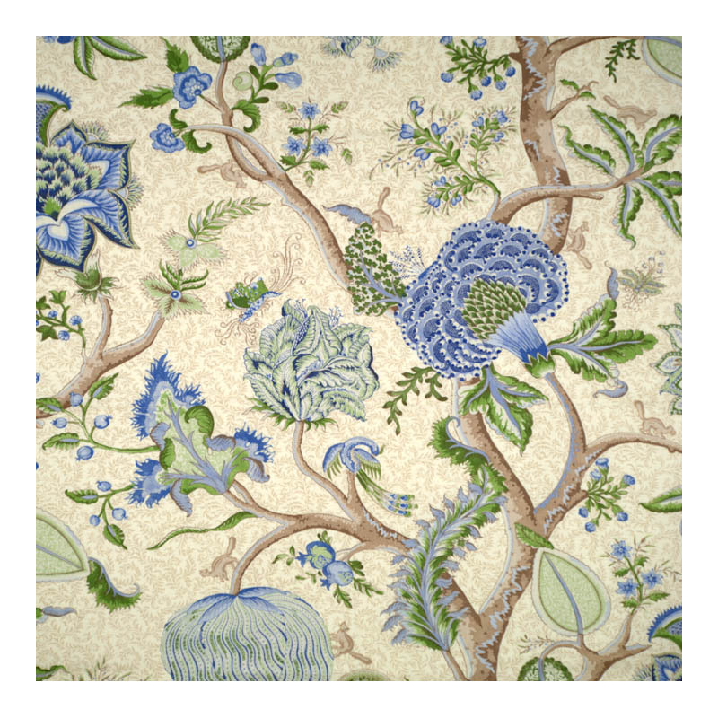 Oriana Pondicherry Fabric, Blue/Green/Cream