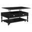 Table basse élégante avec design classique et finition noire avec roulettes et plateau inférieur