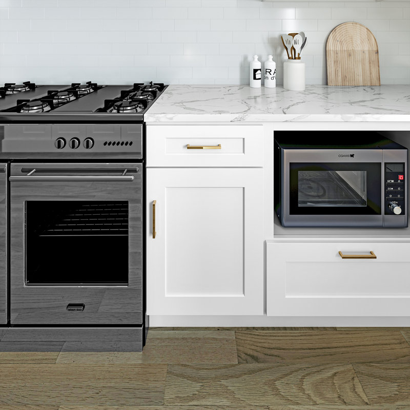 Sinber Ready to Assemble Solid Wood Shaker Base Kitchen Cabinet, White, 18"