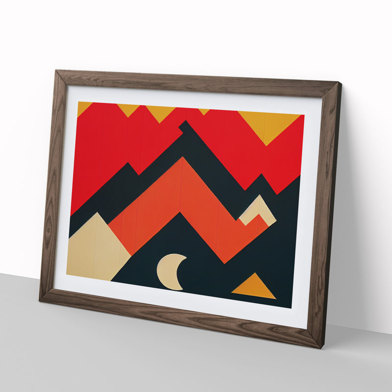 Mind Bending Abstract - Single Picture Frame Print, 46cm H x 64cm W x 2cm D, Walnut