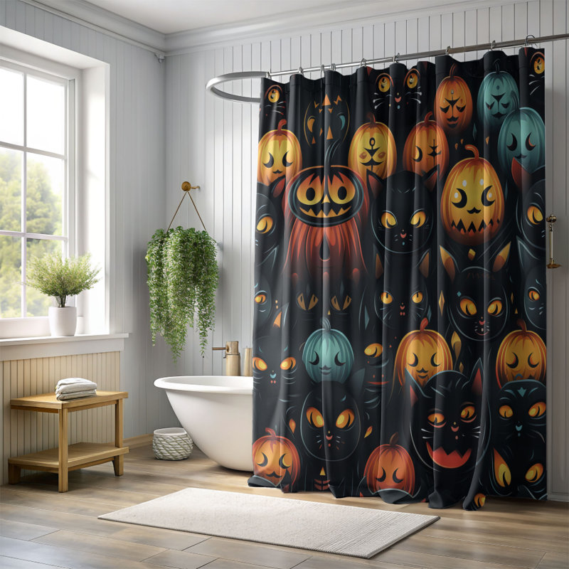Enchanted Cats - Rideau de douche Premium, H 74 po x l 71 po