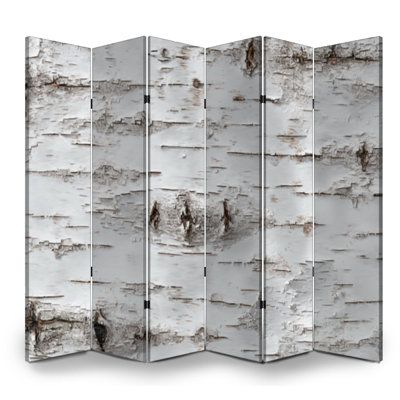 Cloison pliante 6 panneaux séparateur mural en toile écorce de bouleau Royal White