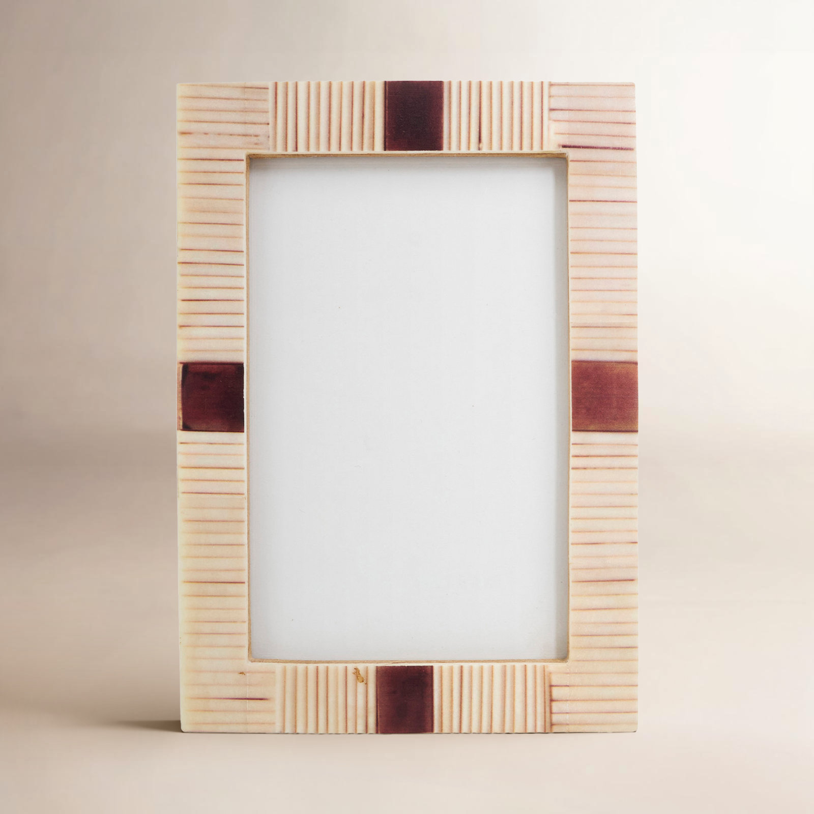 Artisan Ribbed Bone Photo Frame, 5" x 7"