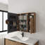 Armoire de toilette 41,4 po avec rangement, armoire à pharmacie murale avec porte miroir, tablettes en verre réglables, contreplaqué