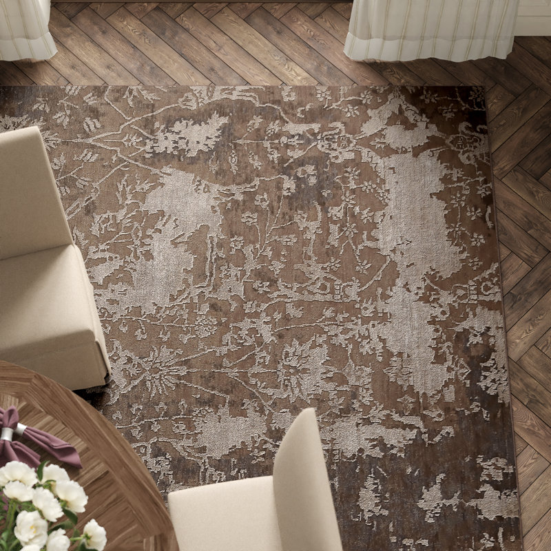 Hundley Wool Floral Area Rug, Rectangle 9' x 12'